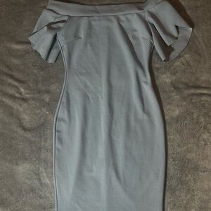 Chic Off-Shoulder Gray Midi Dress